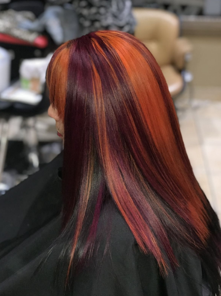 Color vibrante rojo y naranja · Vivid red and orange color